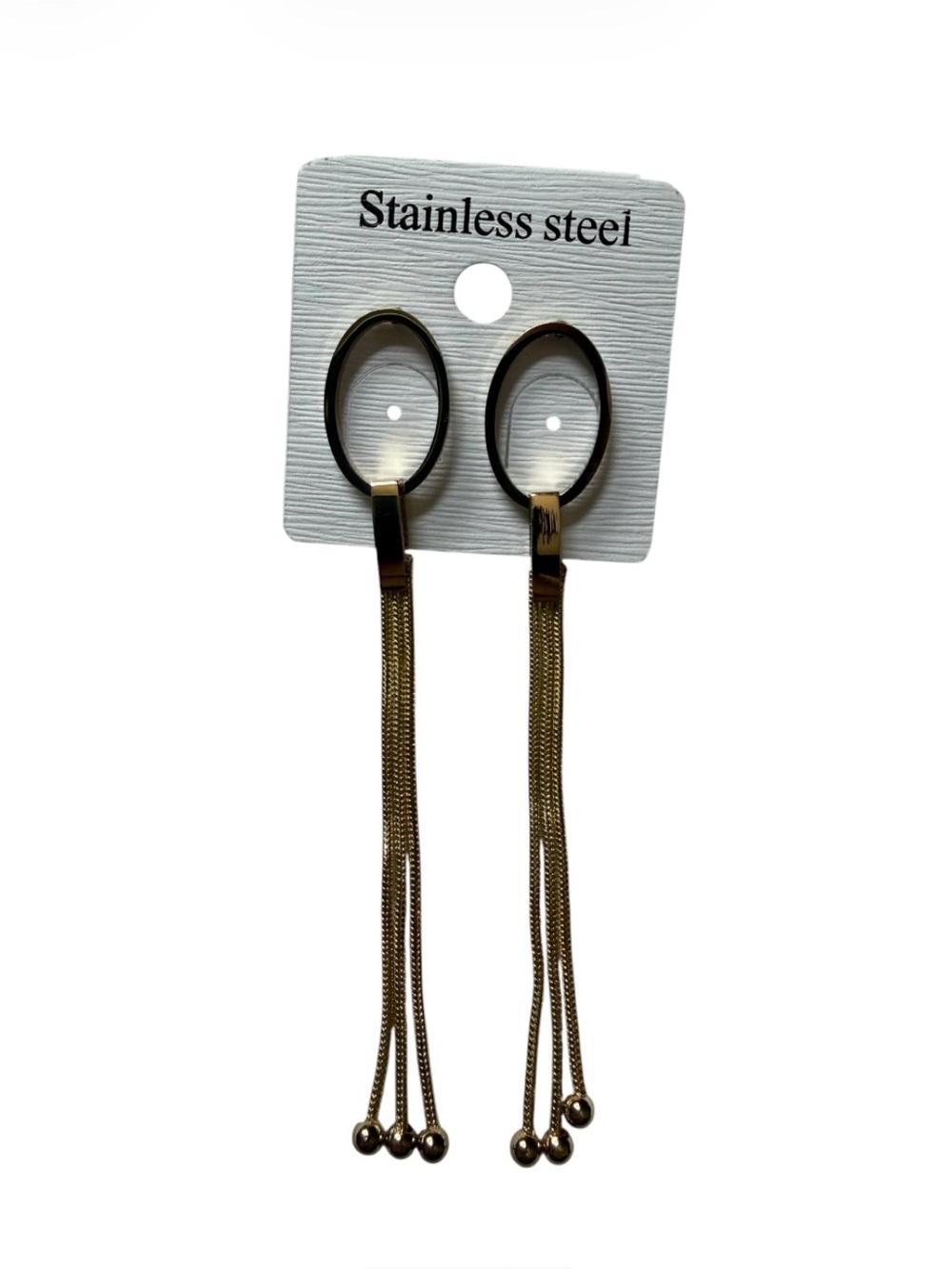 Stainless Steel Mini Gold Ball Dangle Earrings